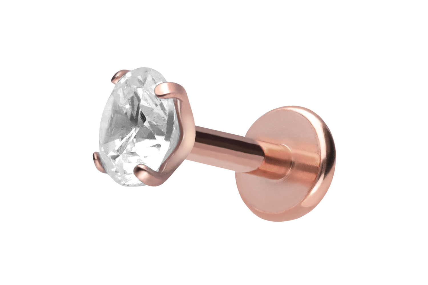 Titan Labret Piercing mit Push Fit EINGEFASSTER KRISTALL